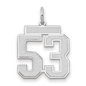 14k White Gold, Jersey Collection, Medium Number 53 Pendant